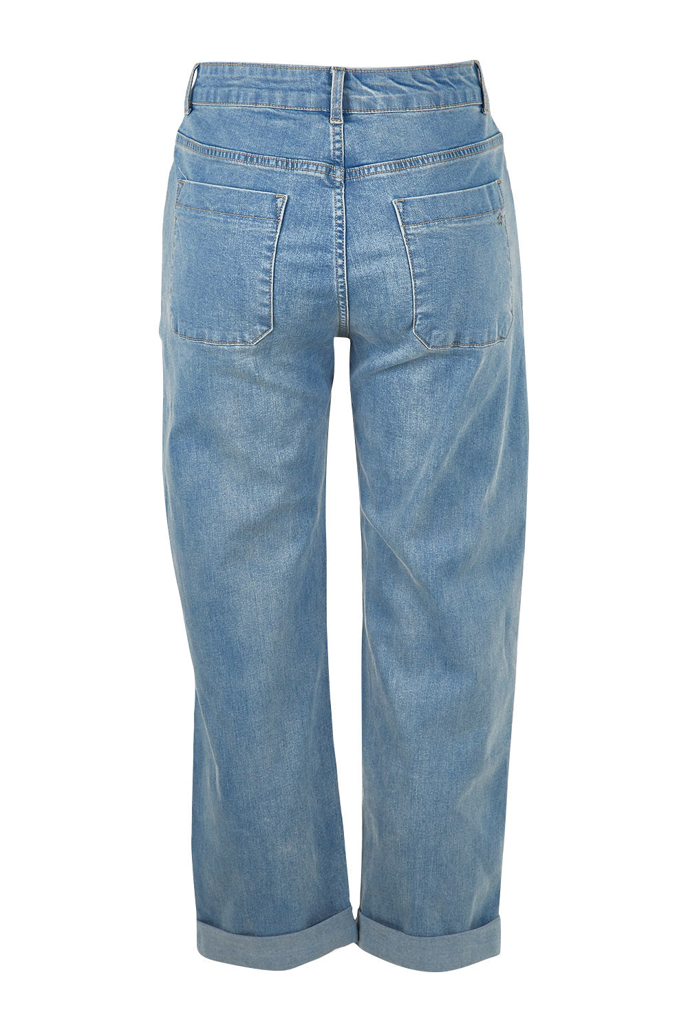 Product shot of the Patch You Up Slouch Jeans in colour Denimblue (Blue), from the back
