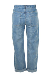 Product shot of the Patch You Up Slouch Jeans in colour Denimblue (Blue), from the back