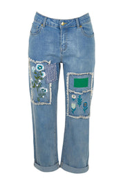 Product shot of the Patch You Up Slouch Jeans in colour Denimblue (Blue), from the front