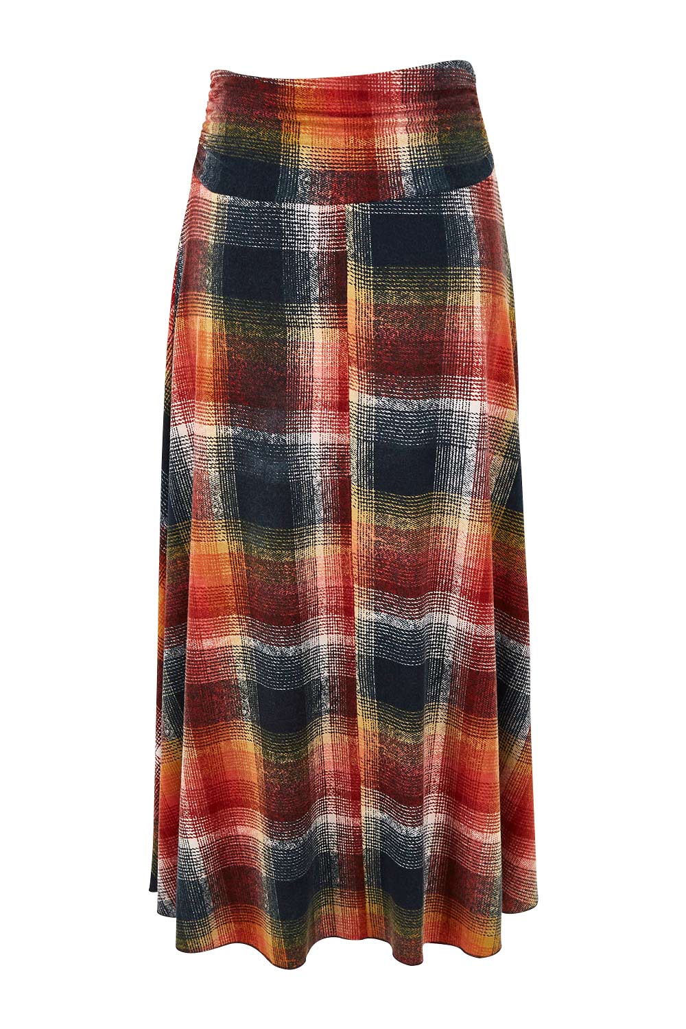 Product shot of the Chasing The Clouds Away Maxi Skirt in colour Sunset (Black), from the back