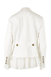 Product shot of the Commander Of Love Jacket in colour Milk (White), from the back