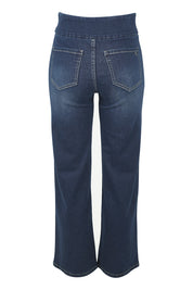 Product shot of the Easy As Pull On Jeans in colour Darkdenim (Blue), from the back