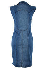 Product shot of the Adore Me Denim Dress in colour Denim (Blue), from the back