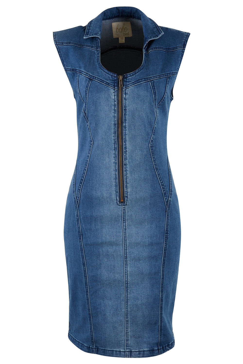 Product shot of the Adore Me Denim Dress in colour Denim (Blue), from the front