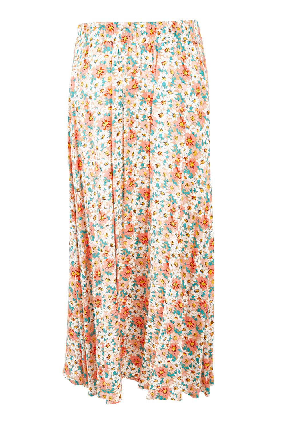 Product shot of the Field Of Flowers Skirt in colour Jadefleur (Green), from the back