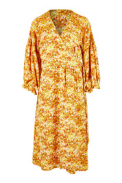 Product shot of the Meadow Walks Wrap Dress in colour Sunshine, from the front