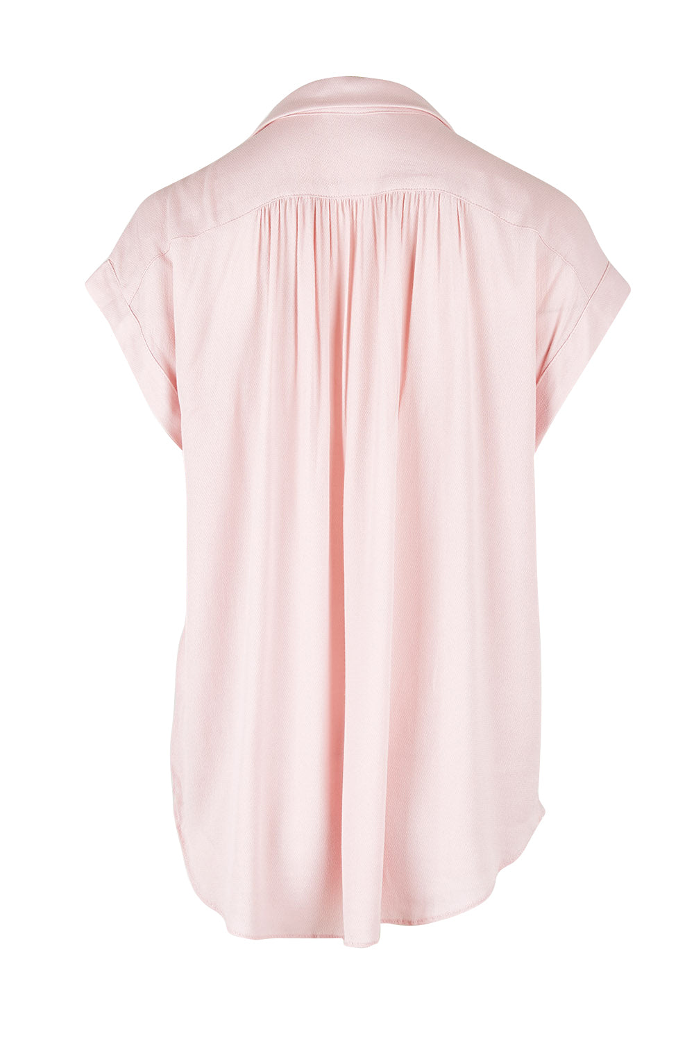 Product shot of the Go Your Own Way Button Blouse in colour Blush (Pink), from the back