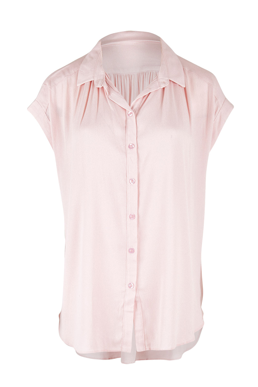 Product shot of the Go Your Own Way Button Blouse in colour Blush (Pink), from the front