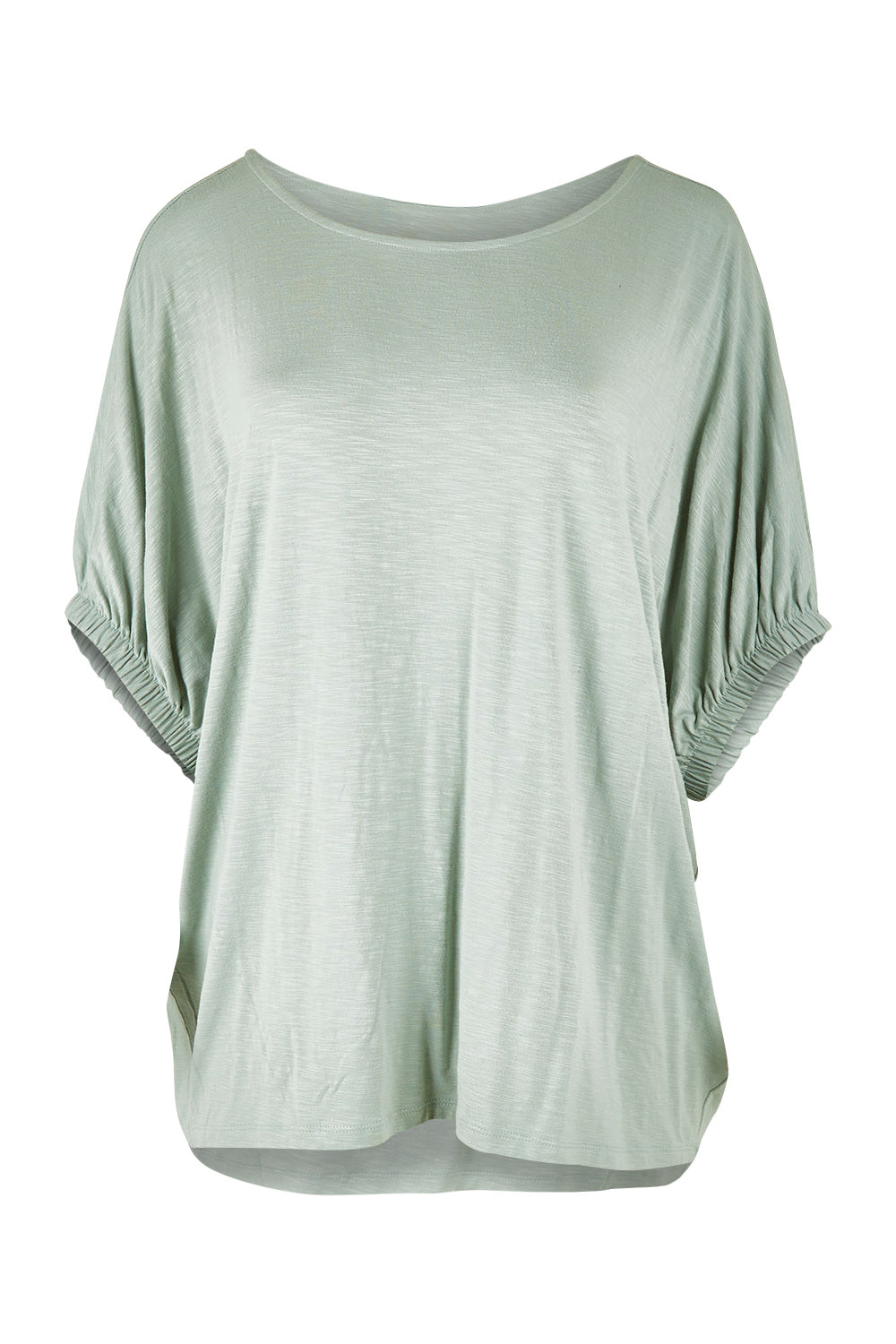 Product shot of the In My Arms Tee in colour Sage (Green), from the front