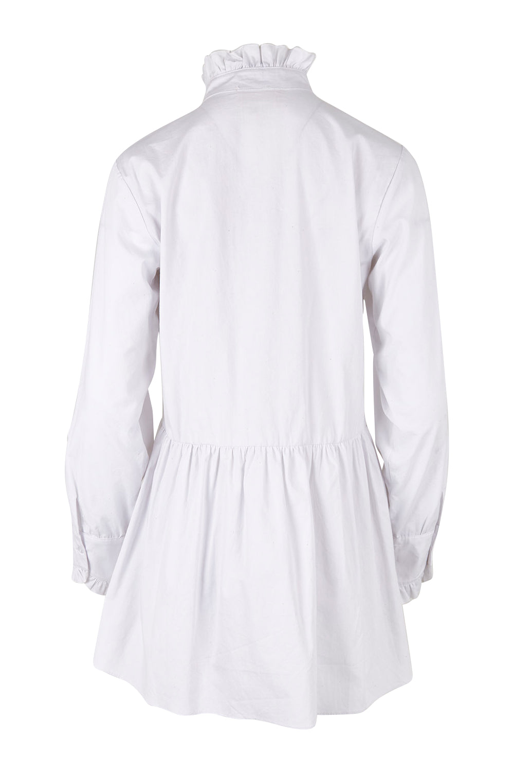 Product shot of The Frill You Give Me Blouse in colour White (White), from the back