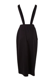 Product shot of the Freedom Faux Wrap Ponte Skirt in colour Black (Black), from the back