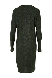 Product shot of the Into The Forest Cardi in colour Forest (Green), from the back