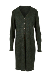 Product shot of the Into The Forest Cardi in colour Forest (Green), detail