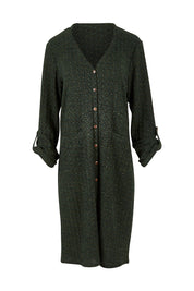 Product shot of the Into The Forest Cardi in colour Forest (Green), from the front