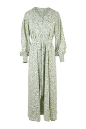 Product shot of the Field Of Dreams Button Up Dress in colour Greenfleur (Green), from the front