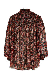 Product shot of the Romance In The Air Blouse in colour Blkrust (Black), from the back