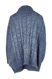 Product shot of the Cool Breeze Cable Sweater in colour Denim (Blue), from the back