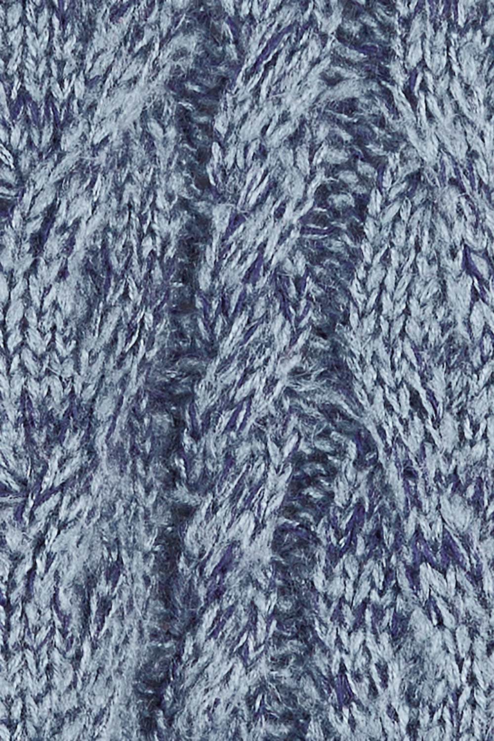 Product shot of the Cool Breeze Cable Sweater in colour Denim (Blue), detail