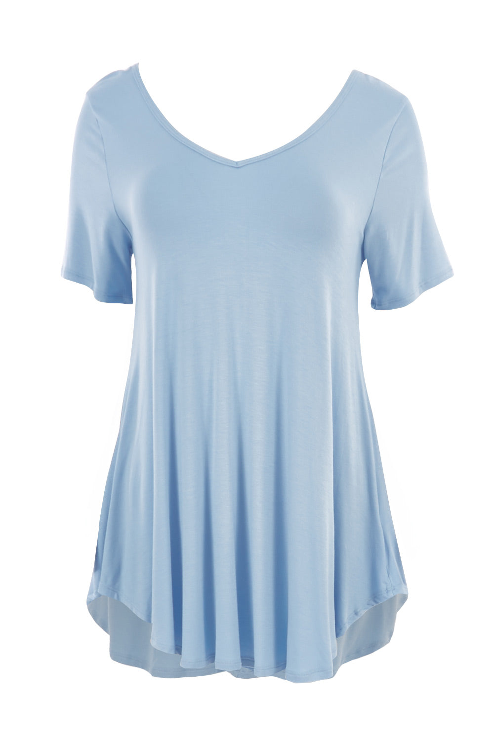 Product shot of the Softly Swinging Bamboo Tee in colour Chambray (Blue), from the front