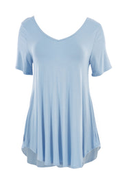 Product shot of the Softly Swinging Bamboo Tee in colour Chambray (Blue), from the front
