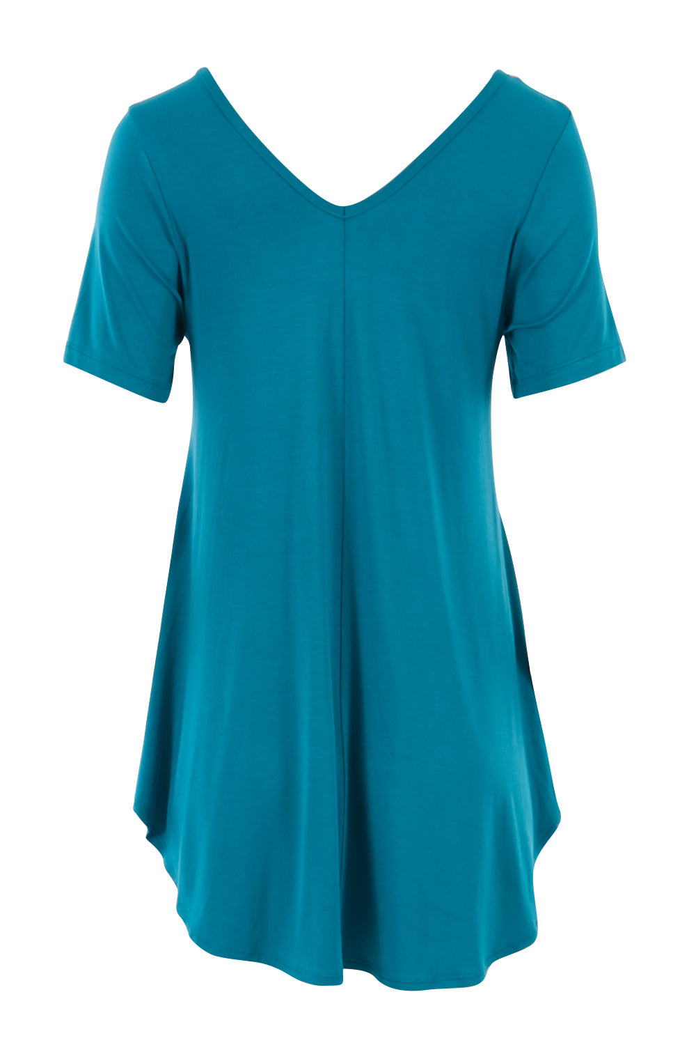 Product shot of the Softly Swinging Bamboo Tee in colour Jewel (Green), from the back