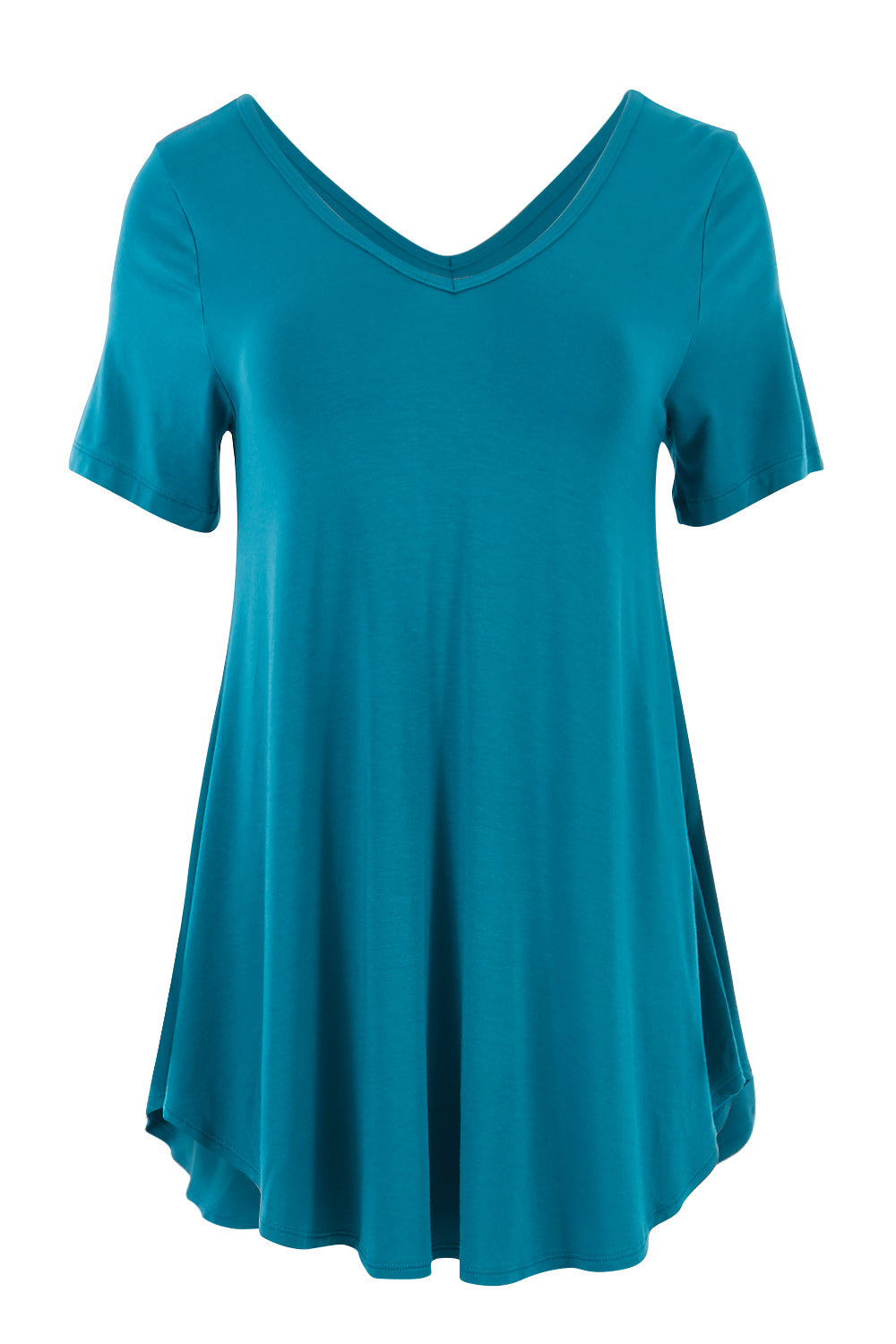 Product shot of the Softly Swinging Bamboo Tee in colour Jewel (Green), from the front