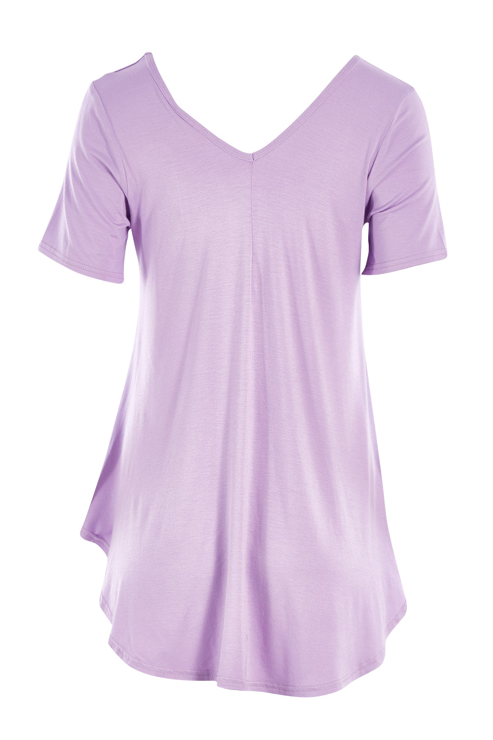 Product shot of the Softly Swinging Bamboo Tee in colour Lilac (Purple), from the back