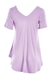 Product shot of the Softly Swinging Bamboo Tee in colour Lilac (Purple), from the back