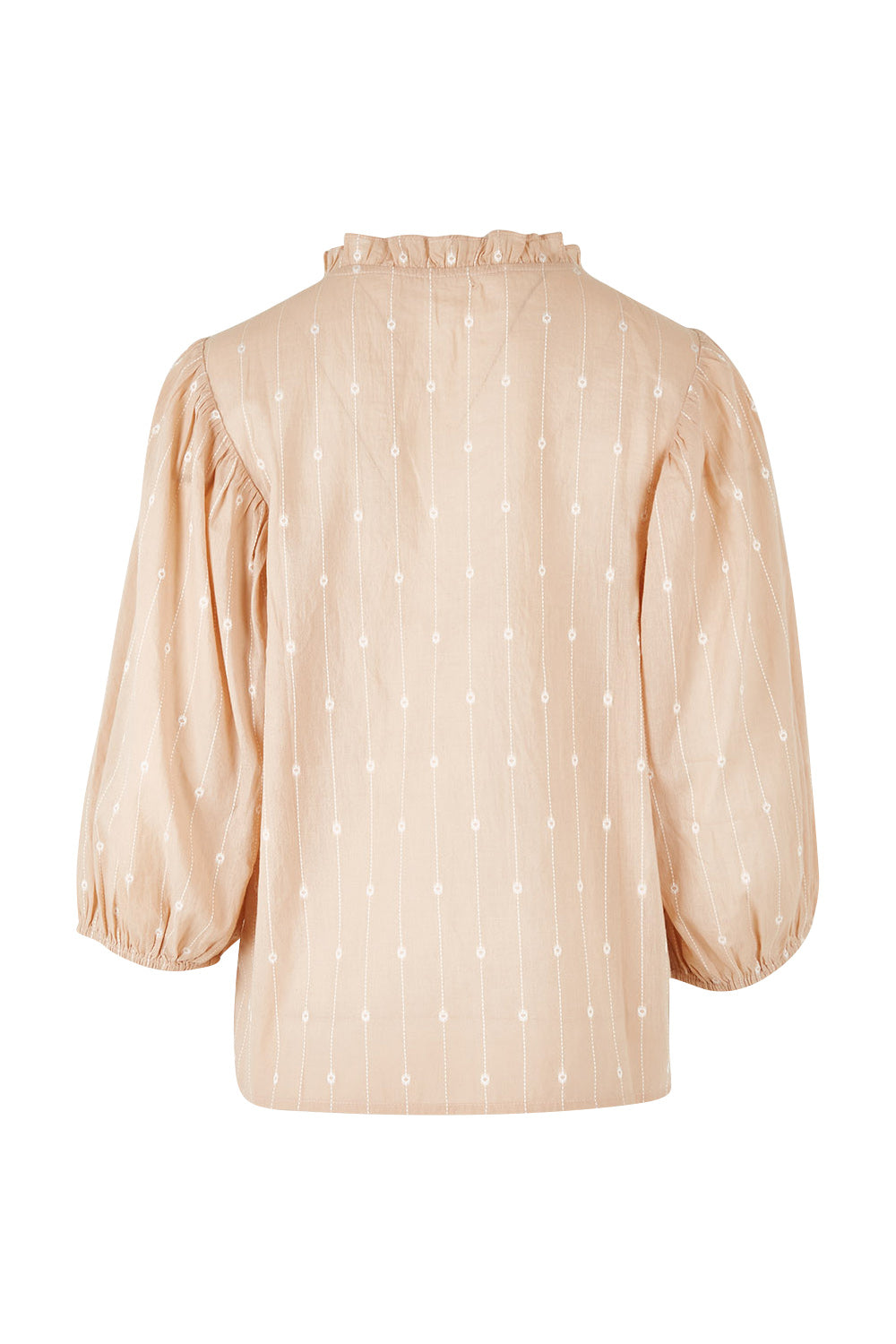 Product shot of the Delighted To Meet You Blouse in colour Sand, from the back