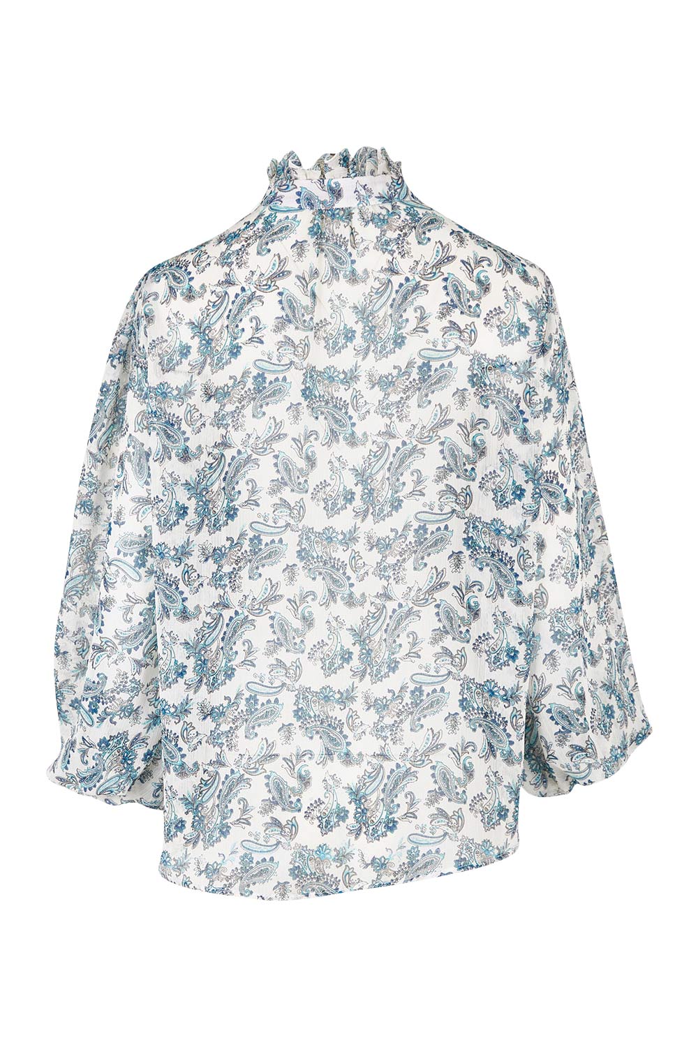 Product shot of the Paisley Lady Blouse in colour Whtpaisley (White), from the back