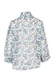 Product shot of the Paisley Lady Blouse in colour Whtpaisley (White), from the back