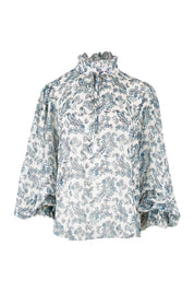 Product shot of the Paisley Lady Blouse in colour Whtpaisley (White), from the front
