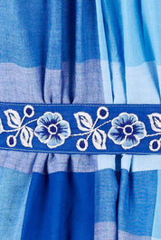 Product shot of the Joy And Laughter Cotton Midi Dress in colour Blues (Blue), detail
