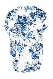 Product shot of the Falling Flowers Tee in colour Bluewhite (Blue), from the back