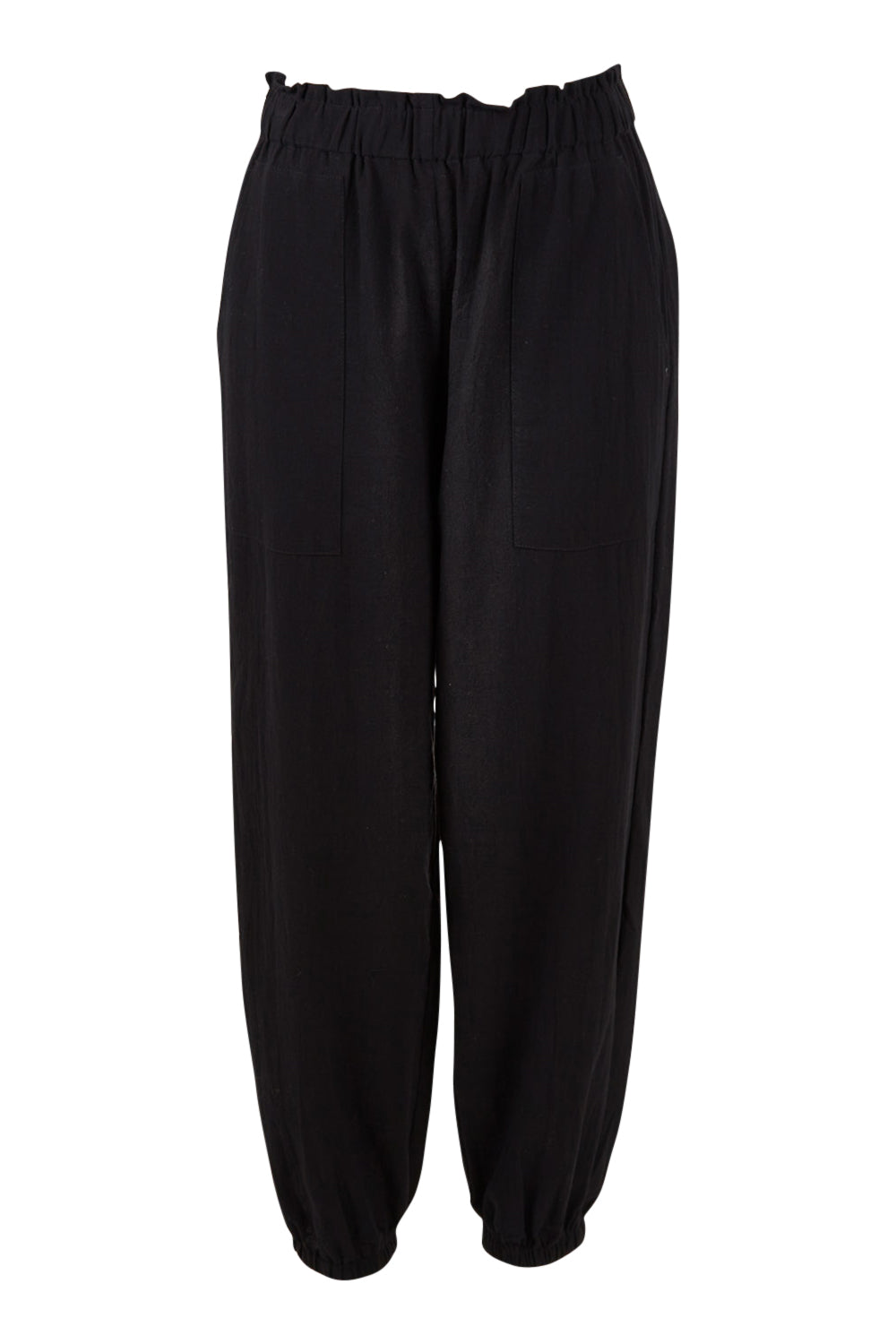 Product shot of the Dawn Break Relaxed Pants in colour Black (Black), from the front