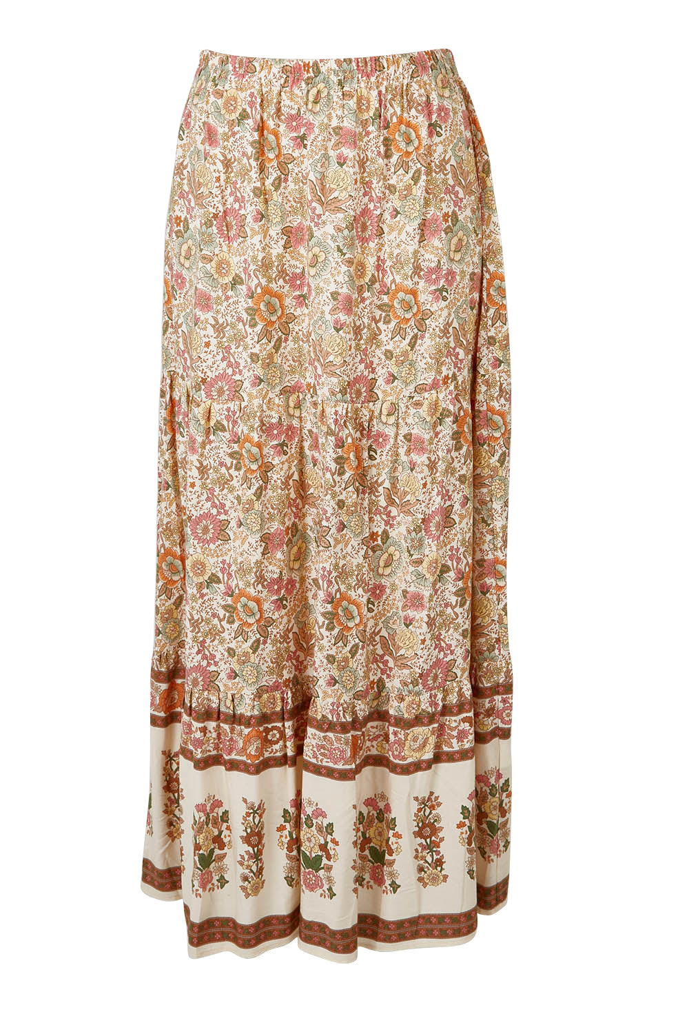Product shot of the Chasing Sunsets Skirt in colour Bonefleur, from the front