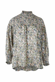 Product shot of the Romance In The Air Blouse in colour Fleur (Green), from the front