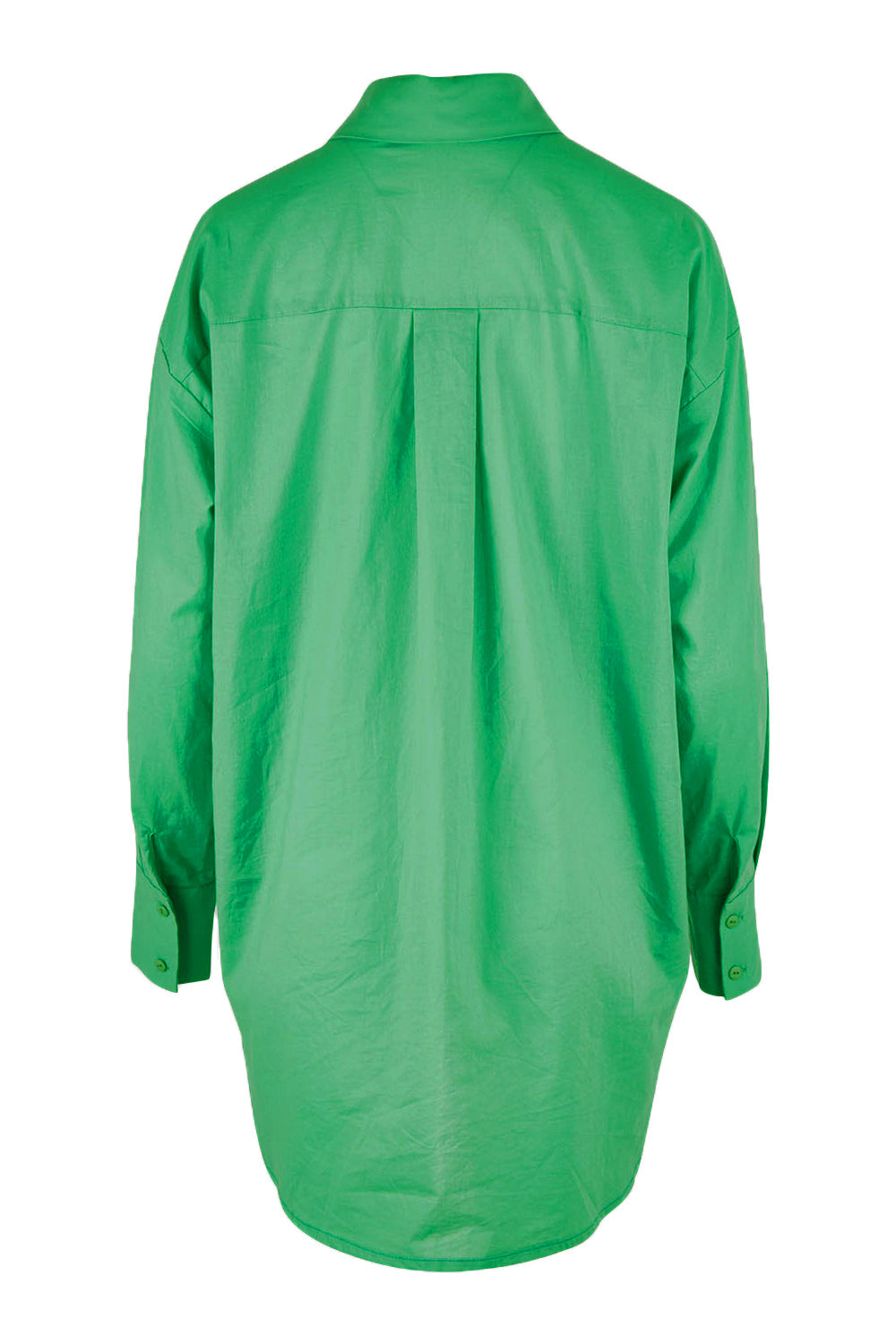 Product shot of the Relaxed Elegance Boyfriend Shirt in colour Emerald (Green), from the back