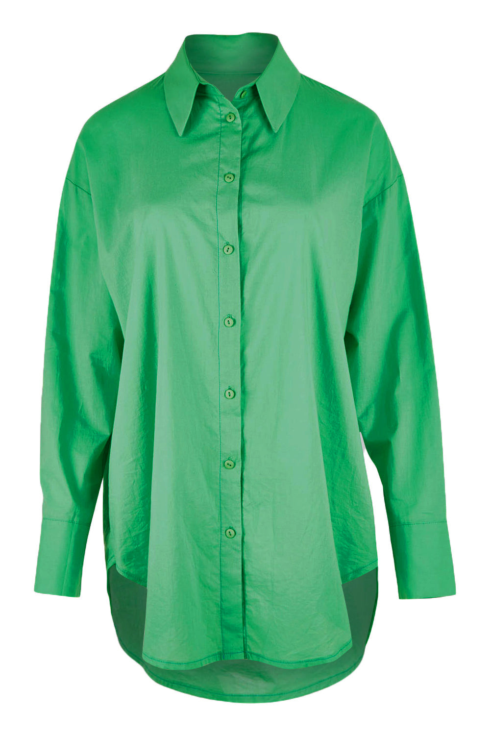 Product shot of the Relaxed Elegance Boyfriend Shirt in colour Emerald (Green), from the front