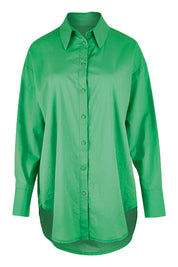 Product shot of the Relaxed Elegance Boyfriend Shirt in colour Emerald (Green), from the front