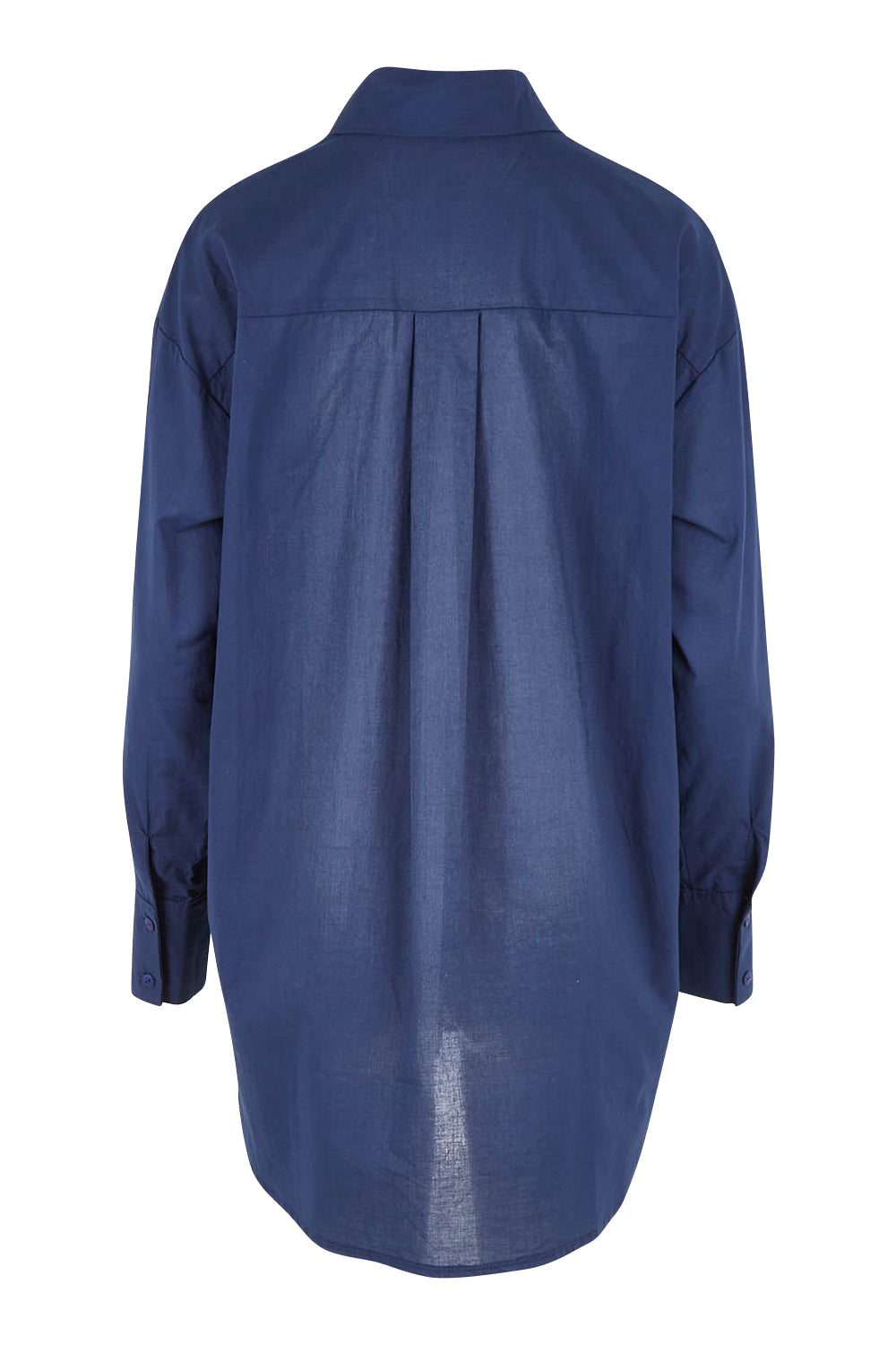 Product shot of the Relaxed Elegance Boyfriend Shirt in colour Inknavy (Blue), from the back