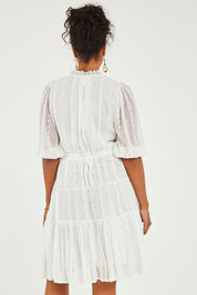 Model Noli wearing size 14 of the Sweet As Sugar Dress in colour White (White), from the back