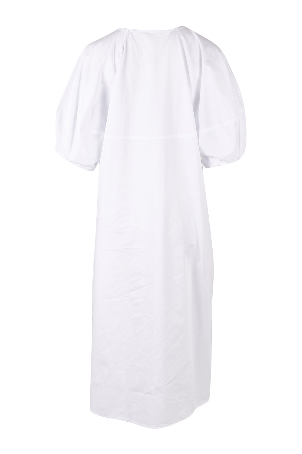 Product shot of the Light The Way Lantern Sleeve Dress in colour White (White), from the back
