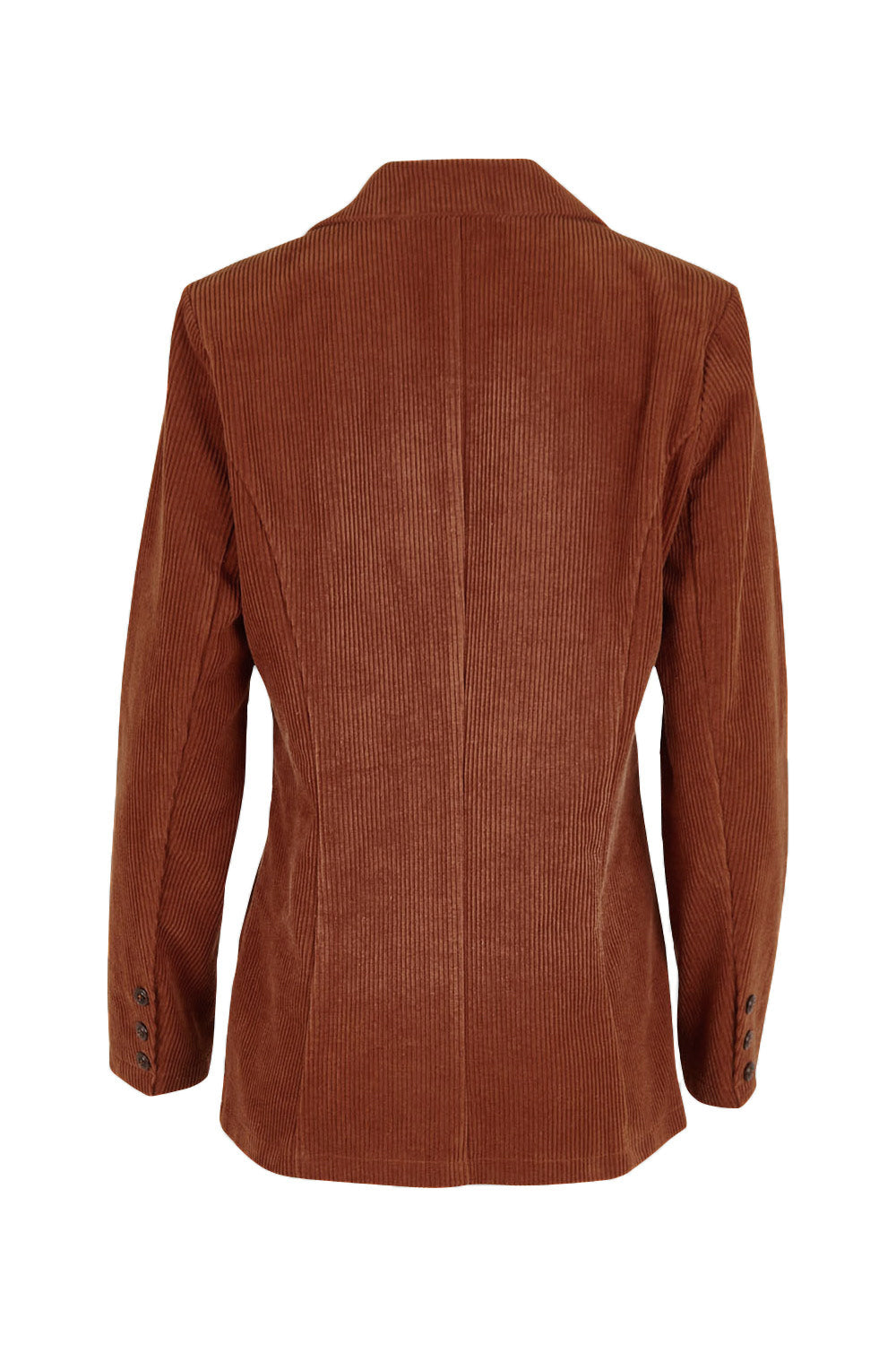 Product shot of the Feeling Good Cord Blazer in colour Rust, from the back