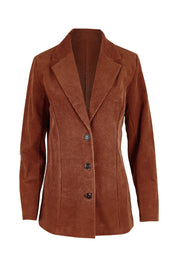 Product shot of the Feeling Good Cord Blazer in colour Rust, from the front