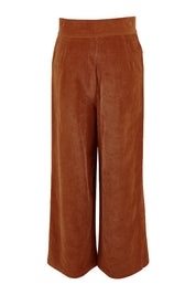 Product shot of the Feeling Good Wide Leg Cord Pants in colour Rust, from the back