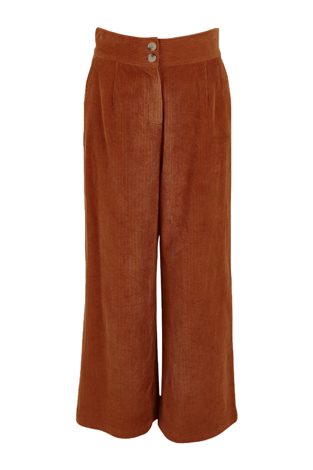 Product shot of the Feeling Good Wide Leg Cord Pants in colour Rust, from the front