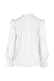 Product shot of the Ruffled Feathers Blouse in colour White (White), from the back