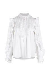 Product shot of the Ruffled Feathers Blouse in colour White (White), from the front