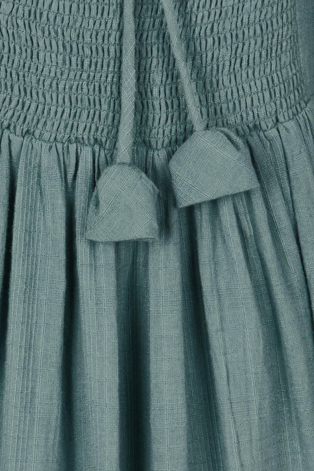 Product shot of the Chasing Butterflies Cotton Dress in colour Sage (Green), detail
